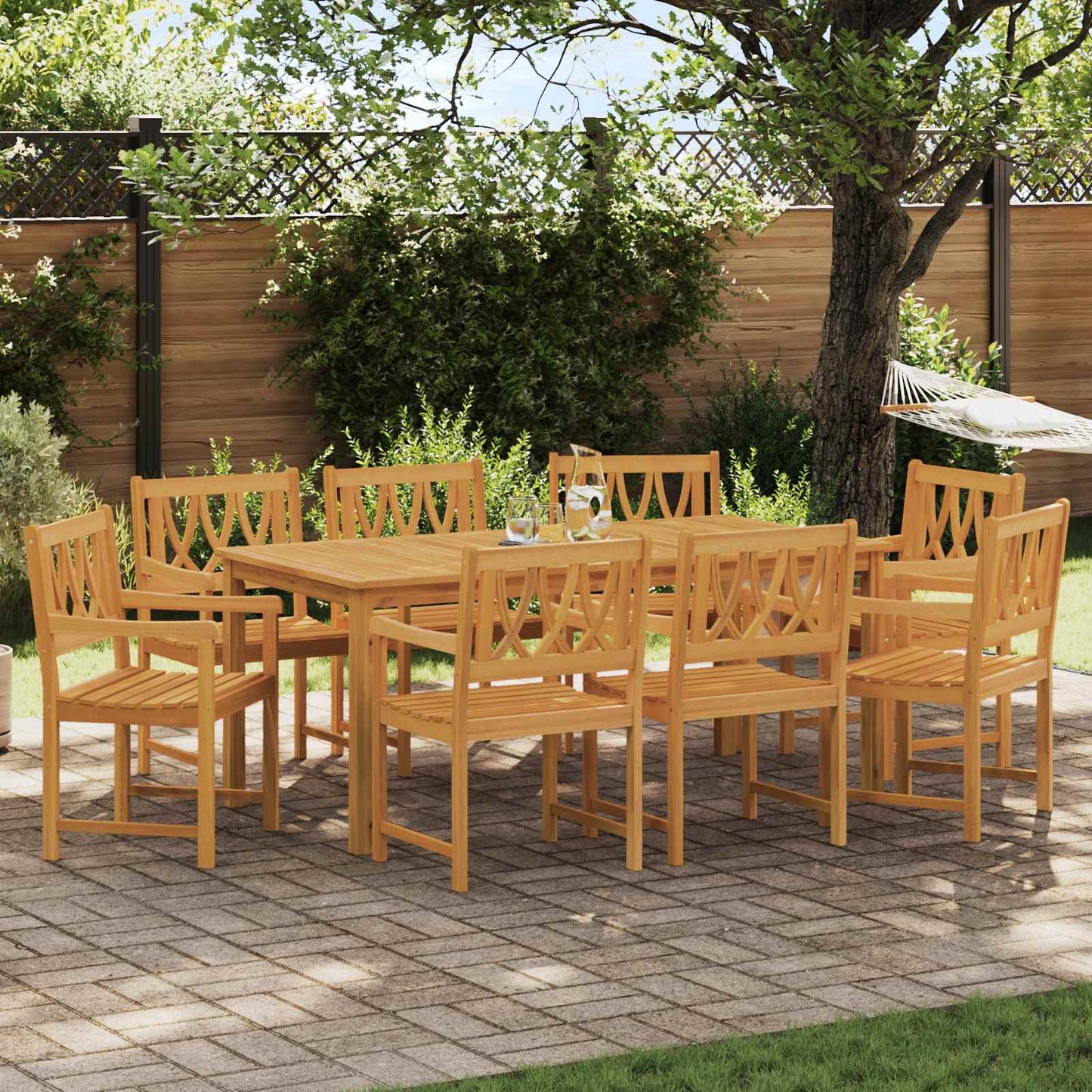 Garden Chairs 8 pcs Natural Solid Acacia Wood