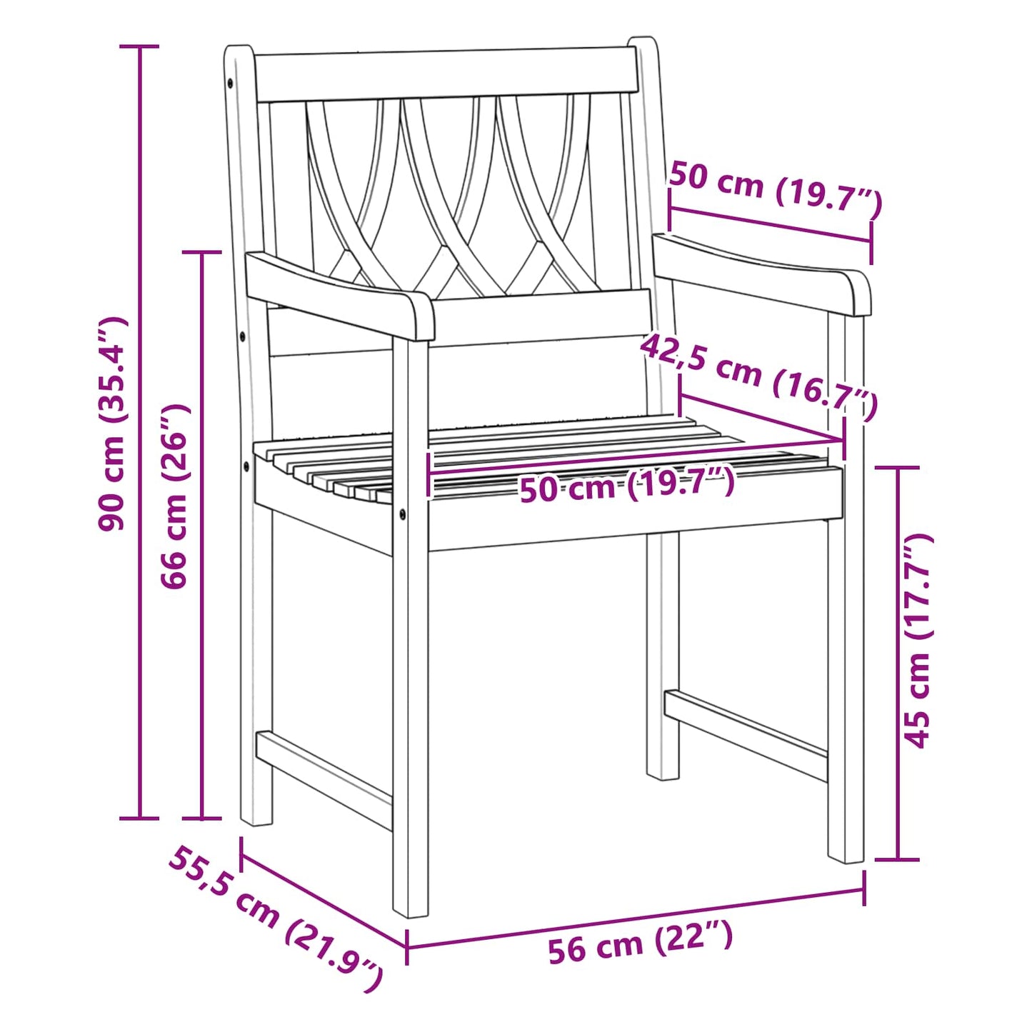 Garden Chairs 8 pcs Natural Solid Acacia Wood