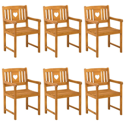 Garden Chairs 6 pcs Natural Solid Acacia Wood