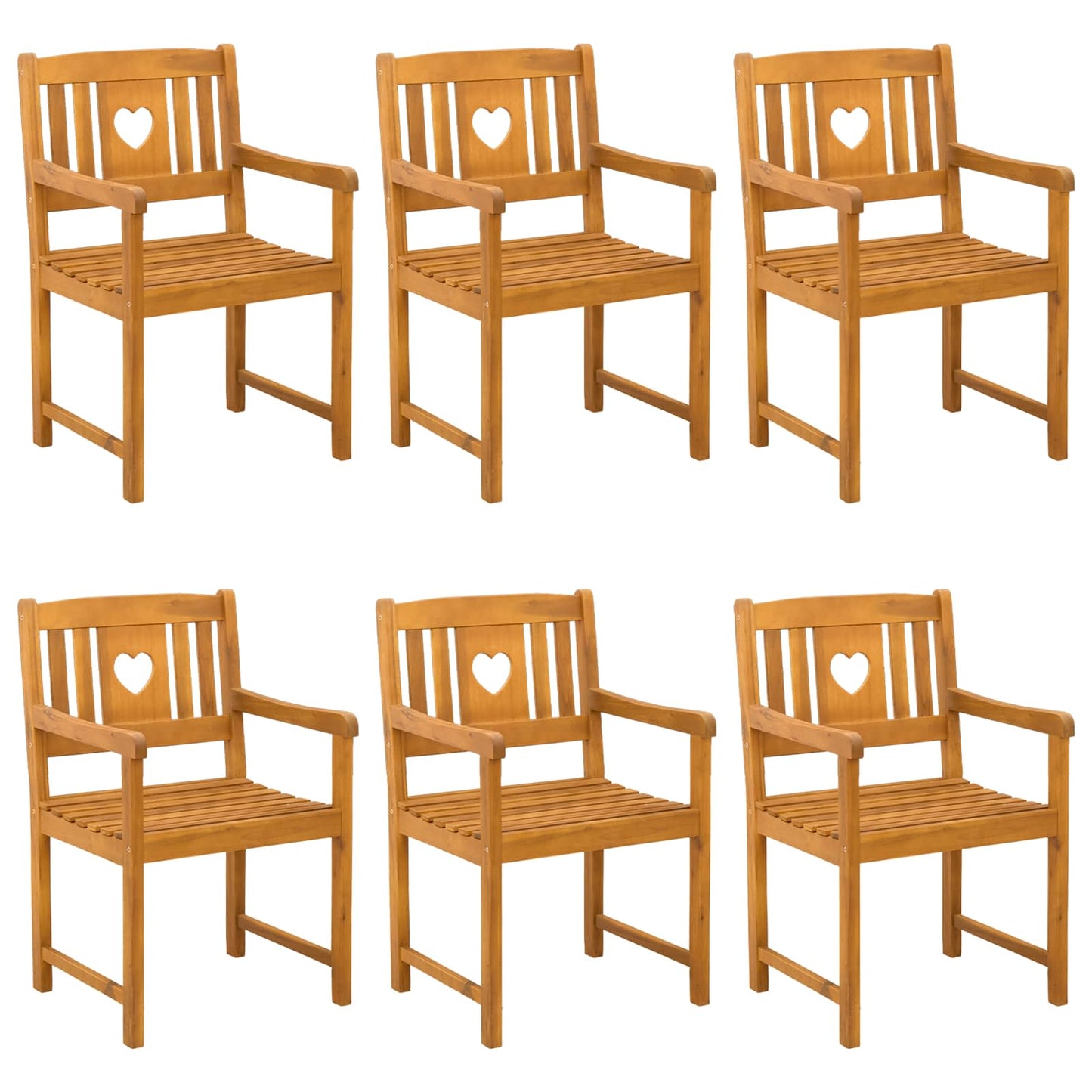 Garden Chairs 6 pcs Natural Solid Acacia Wood