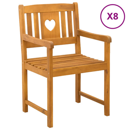 Garden Chairs 8 pcs Natural Solid Acacia Wood