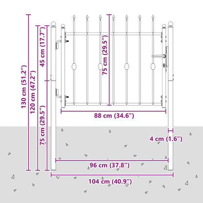 Fence Gate HORST 100 x 75 cm Metal Black Lockable