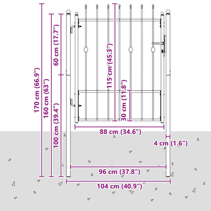 Fence Gate HORST 100 x 125 cm Metal Black Lockable