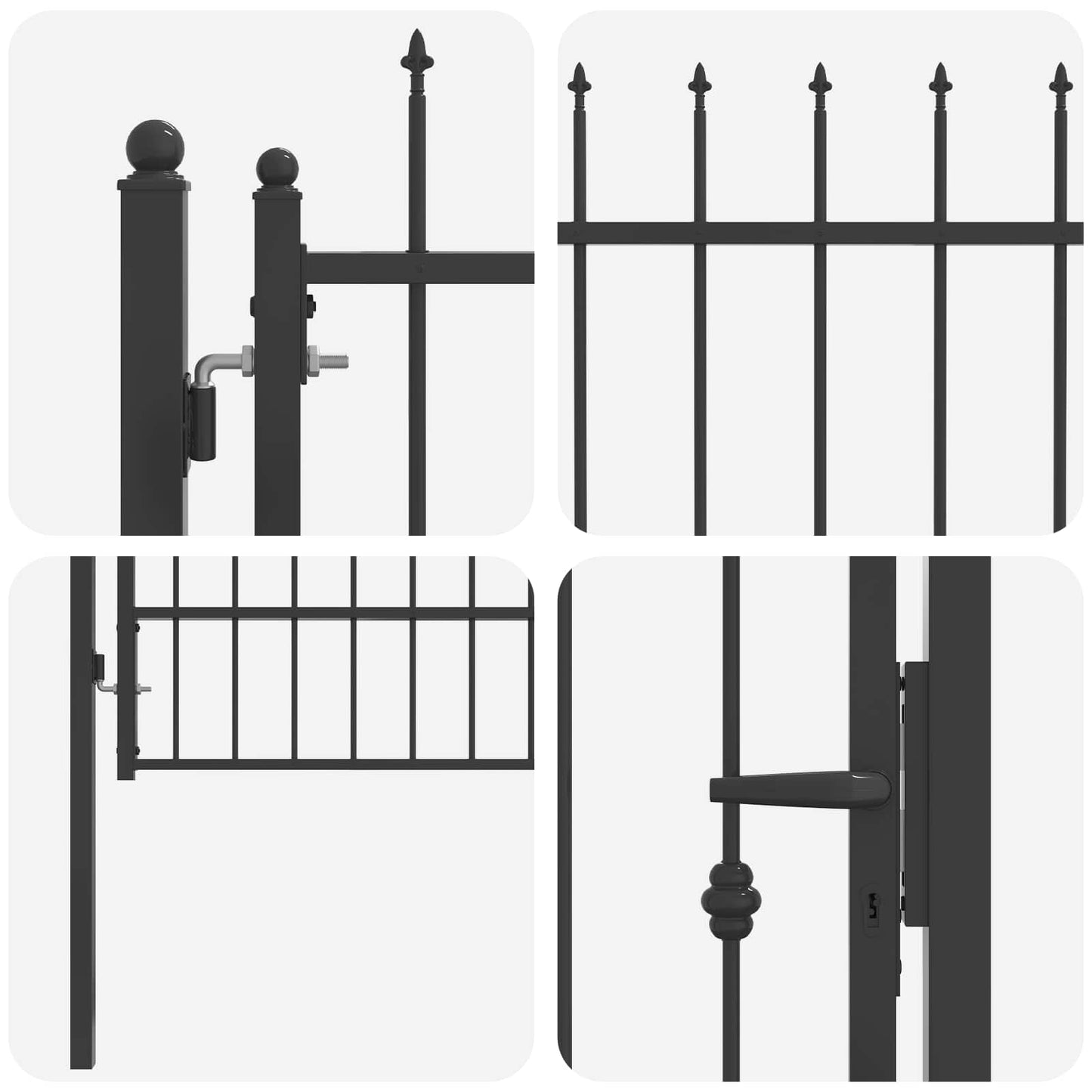 Fence Gate HORST 100 x 150 cm Metal Black Lockable