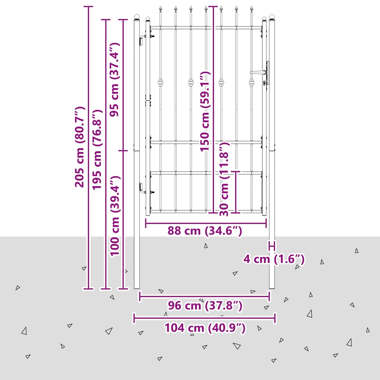 Fence Gate HORST 100 x 150 cm Metal Black Lockable