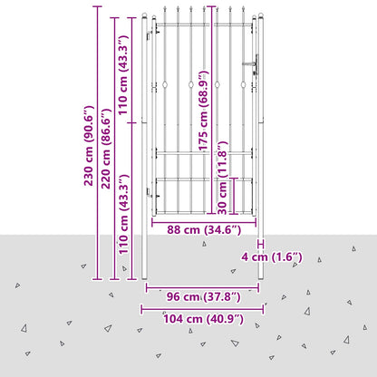 Fence Gate HORST 100 x 175 cm Metal Black Lockable