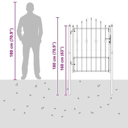 Fence Gate HORST 100 x 125 cm Metal Black Lockable