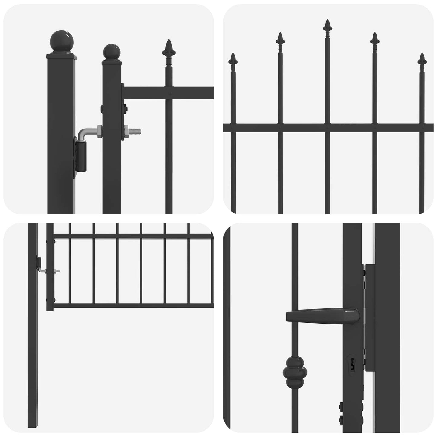 Fence Gate HORST 100 x 175 cm Metal Black Lockable