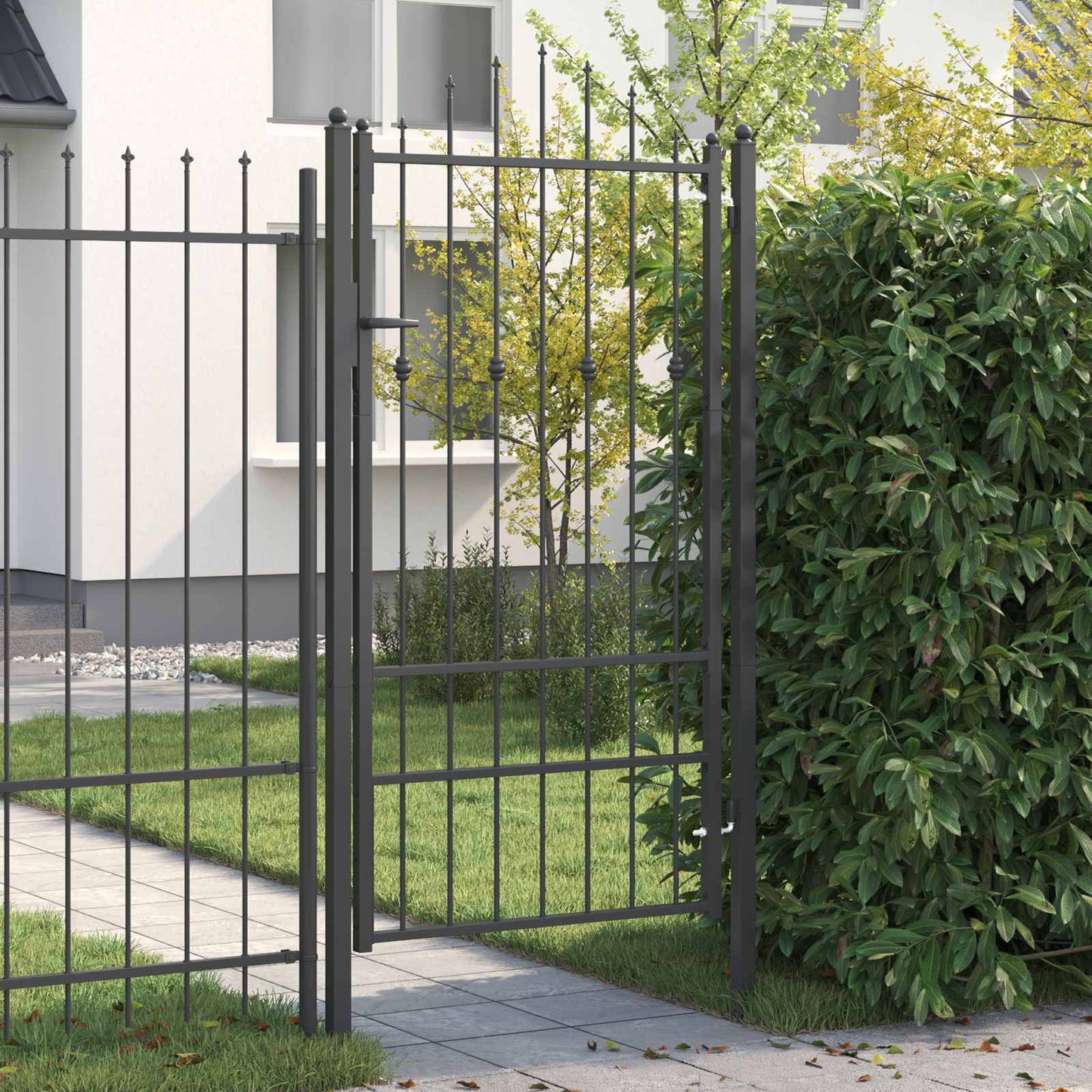 Fence Gate HORST 100 x 175 cm Metal Black Lockable