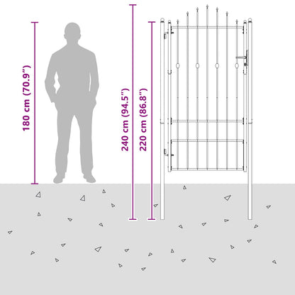 Fence Gate HORST 100 x 175 cm Metal Black Lockable