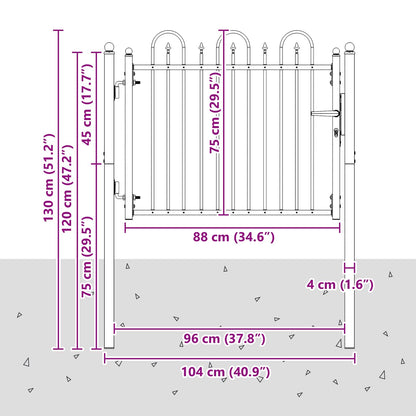 Fence Gate HORST 100 x 75 cm Metal Black Lockable