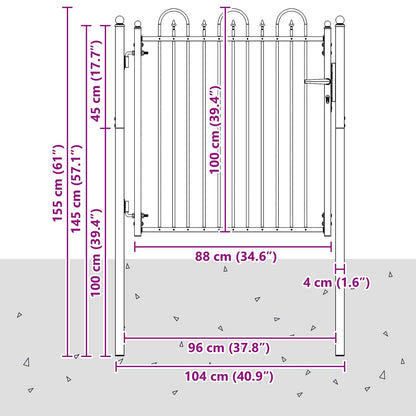 Fence Gate HORST 100 x 100 cm Metal Black Lockable