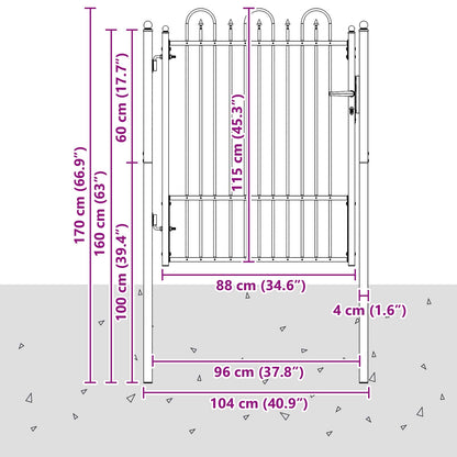 Fence Gate HORST 100 x 125 cm Metal Black Lockable