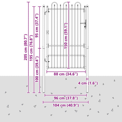 Fence Gate HORST 100 x 150 cm Steel Black Lockable