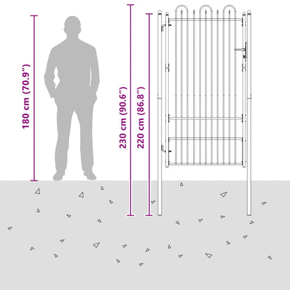 Fence Gate HORST 100 x 175 cm Steel Black Lockable