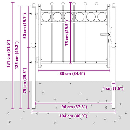 Fence Gate HORST 100 x 75 cm Metal Black Lockable