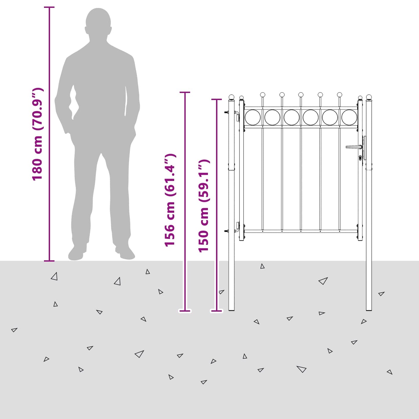Fence Gate HORST 100 x 100 cm Metal Black Lockable