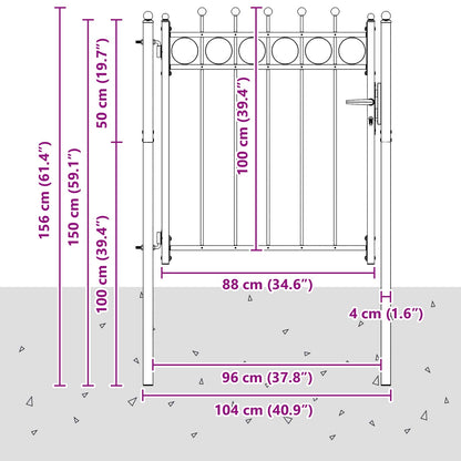 Fence Gate HORST 100 x 100 cm Metal Black Lockable