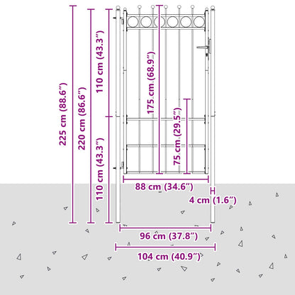 Fence Gate HORST 100 x 175 cm Metal Black Lockable
