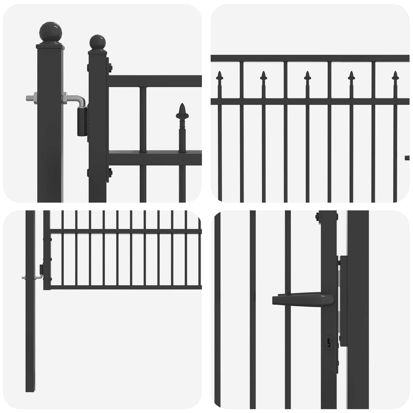 Fence Gate HORST 100 x 175 cm Metal Black Lockable