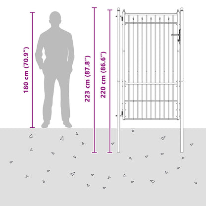 Fence Gate HORST 100 x 175 cm Metal Black Lockable