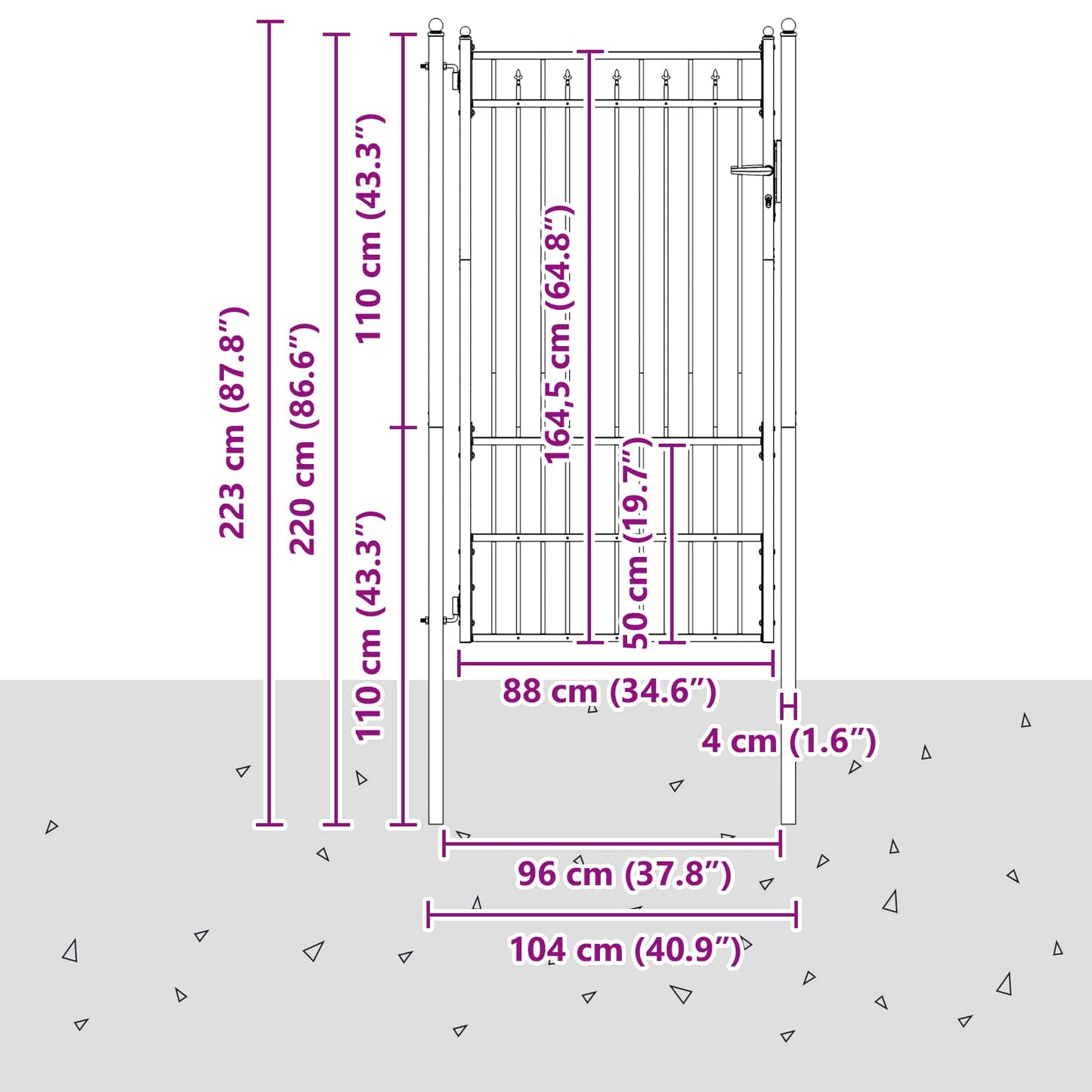 Fence Gate HORST 100 x 175 cm Metal Black Lockable