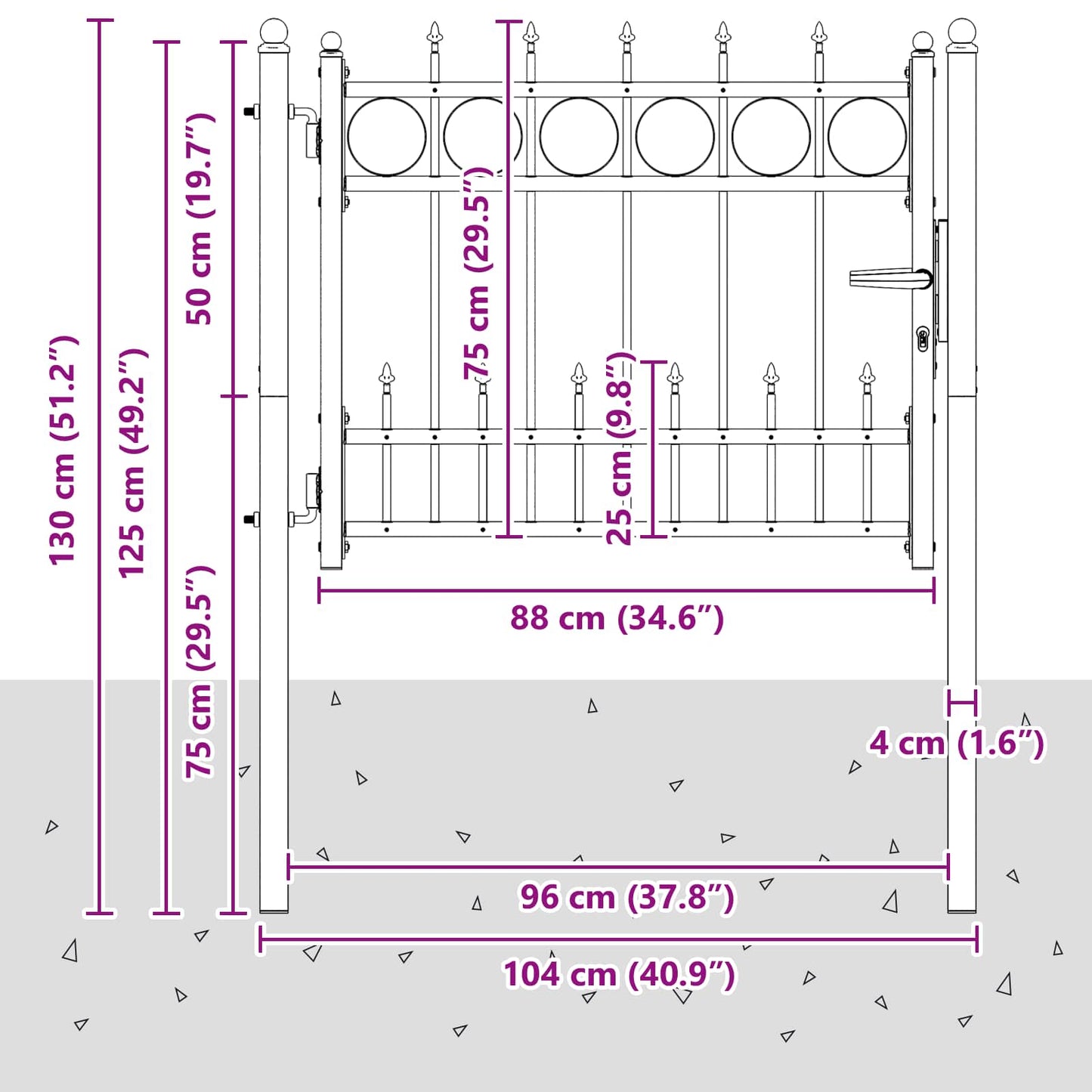 Fence Gate HORST 100 x 75 cm Metal Black Lockable
