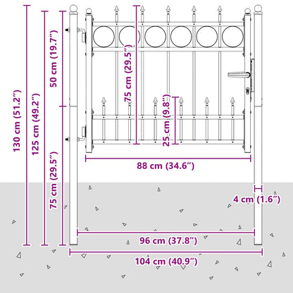 Fence Gate HORST 100 x 75 cm Metal Black Lockable