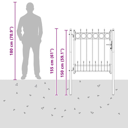Fence Gate HORST Steel Black Lockable