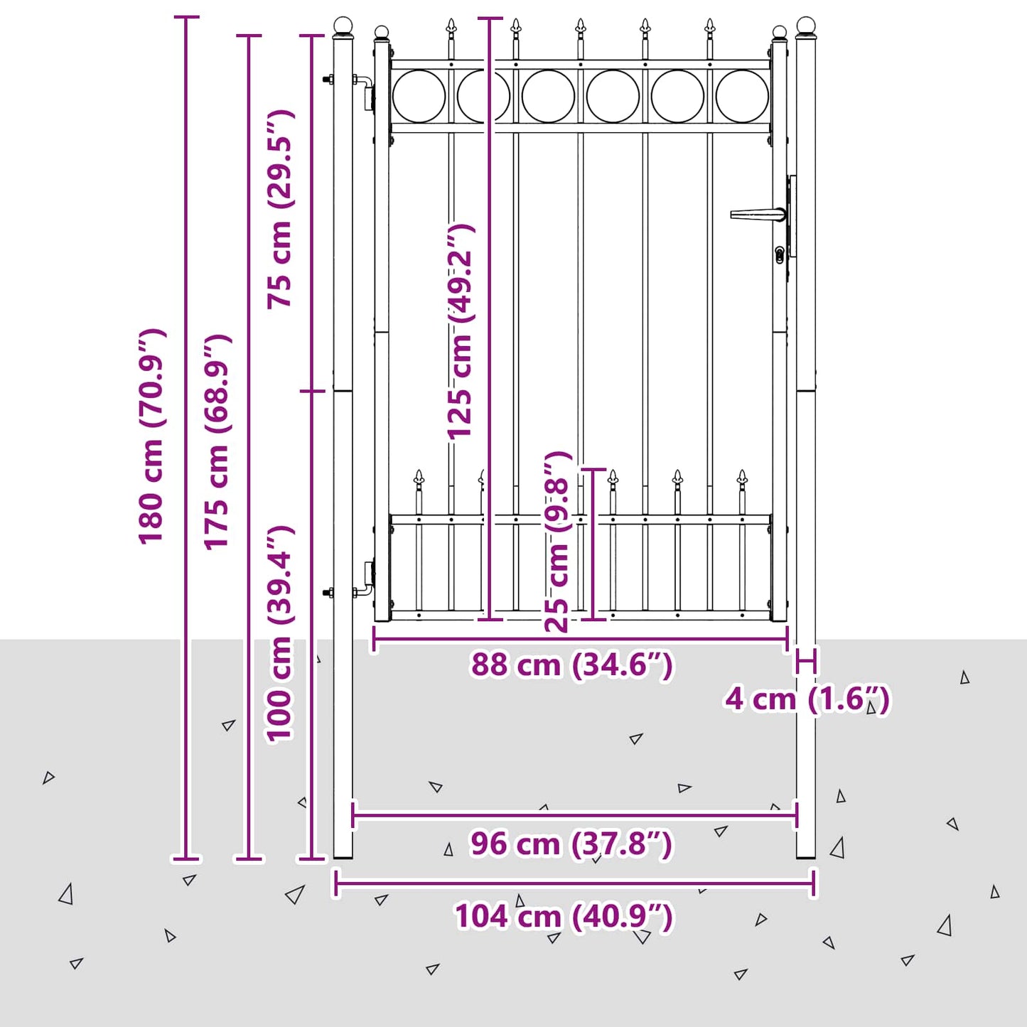 Fence Gate HORST Steel Black Lockable