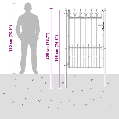 Fence Gate HORST Steel Black Lockable