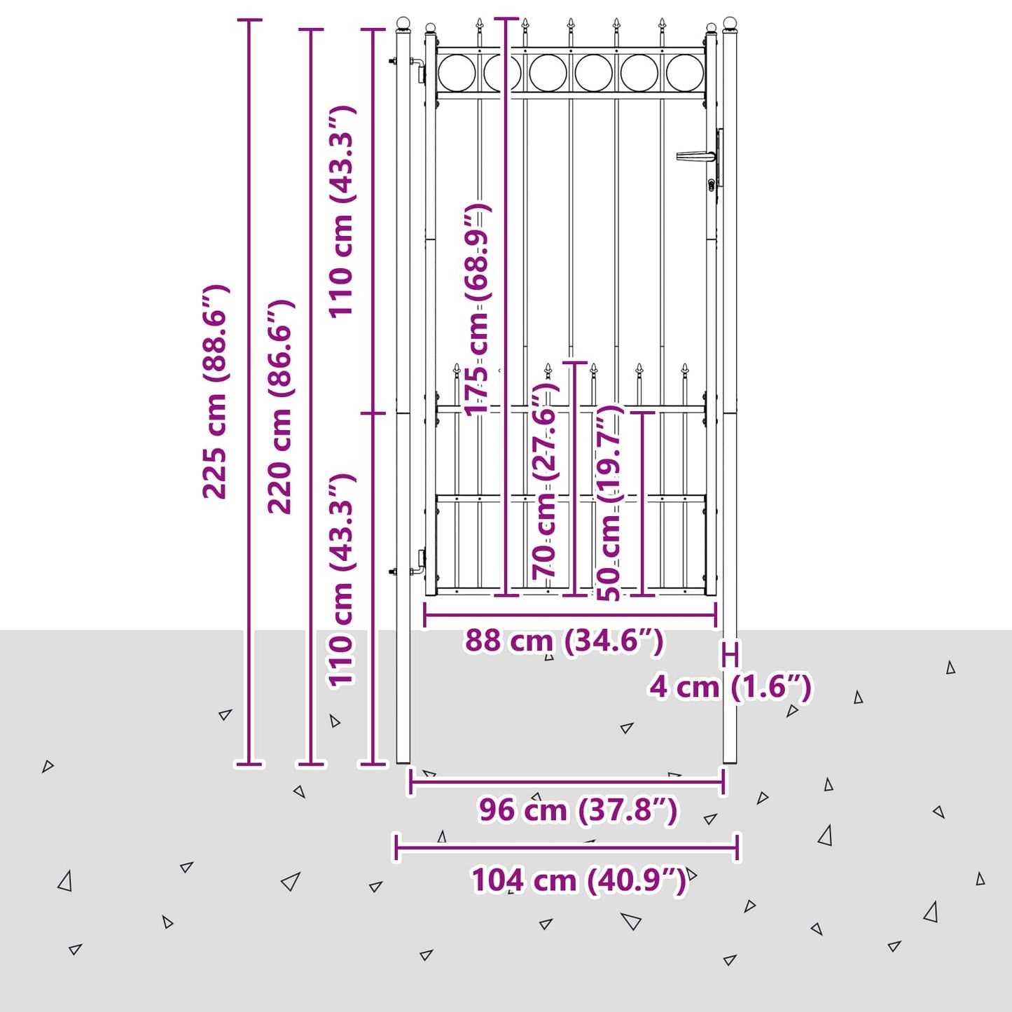 Fence Gate HORST Steel Black Lockable