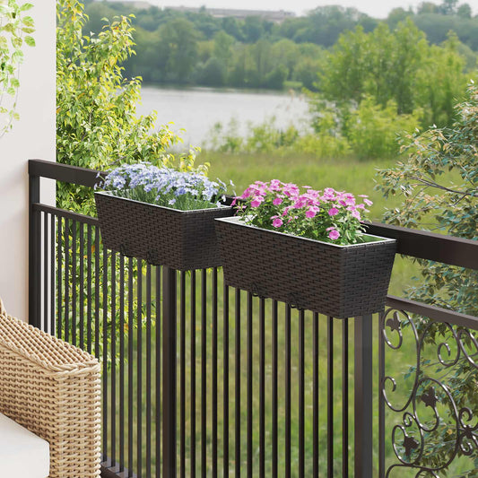 Railing 2 pcs Black 50 x 17 x 17 cm Metal
