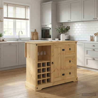 Kitchen Storage Honey Wax 112 x 70 x 91.5 cm Solid-Pine