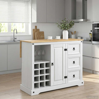 Kitchen Storage White and Honey Wax 112 x 70 x 91.5 cm