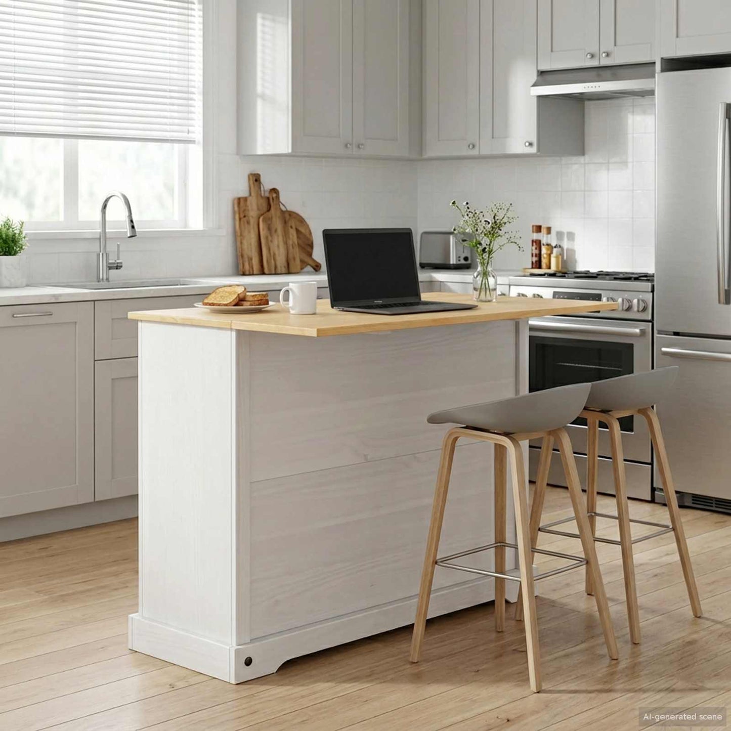 Kitchen Storage White and Honey Wax 112 x 70 x 91.5 cm