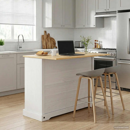 Kitchen Storage White and Honey Wax 112 x 70 x 91.5 cm