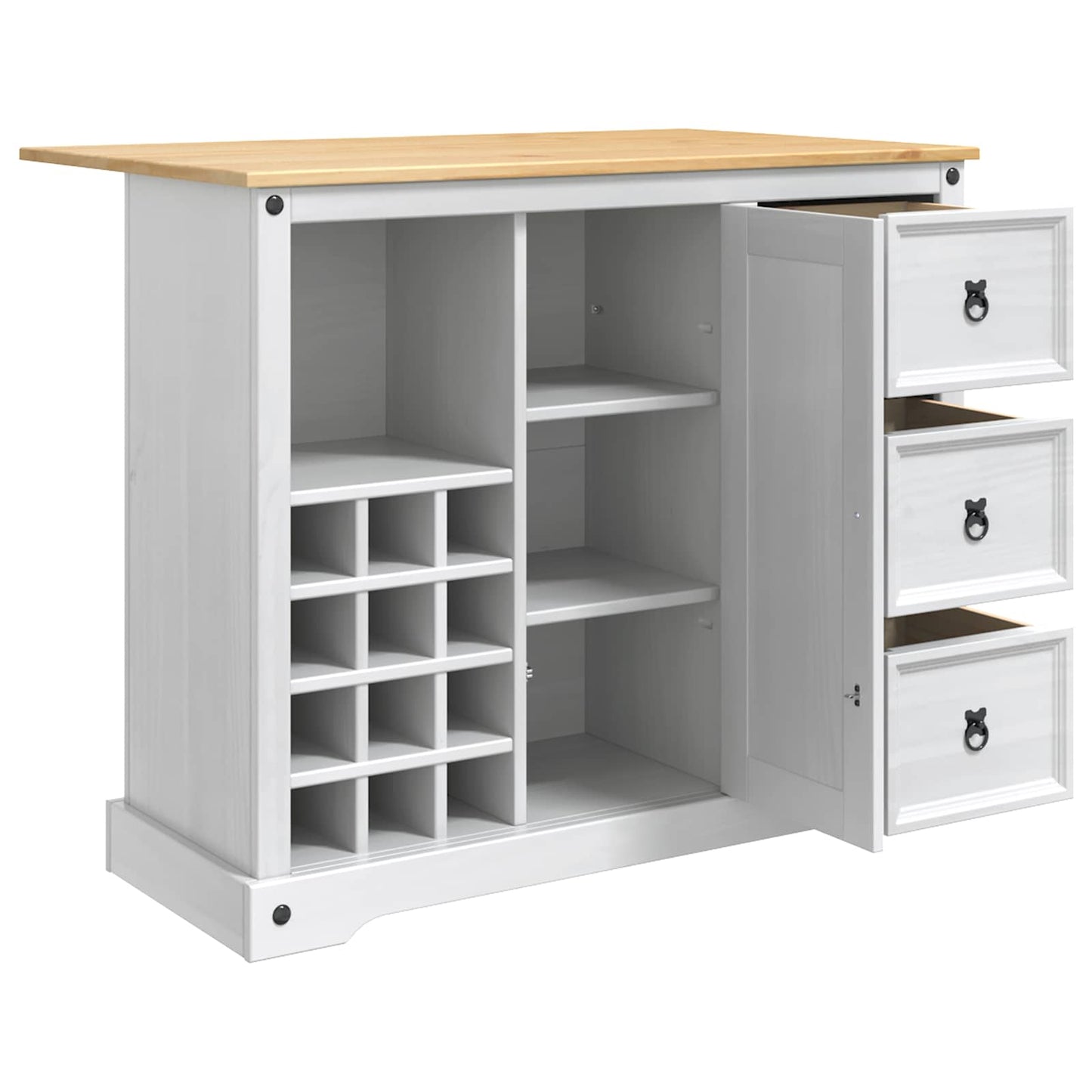 Kitchen Storage White and Honey Wax 112 x 70 x 91.5 cm