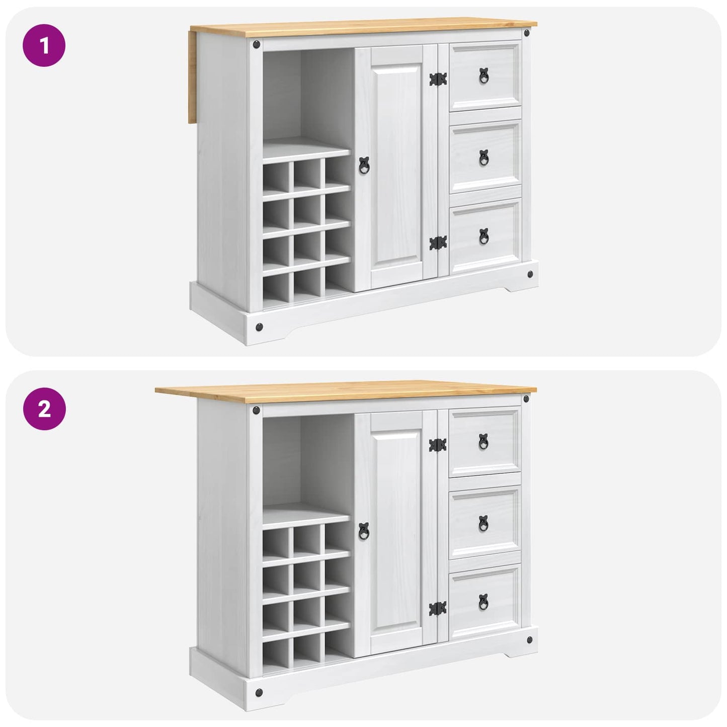 Kitchen Storage White and Honey Wax 112 x 70 x 91.5 cm