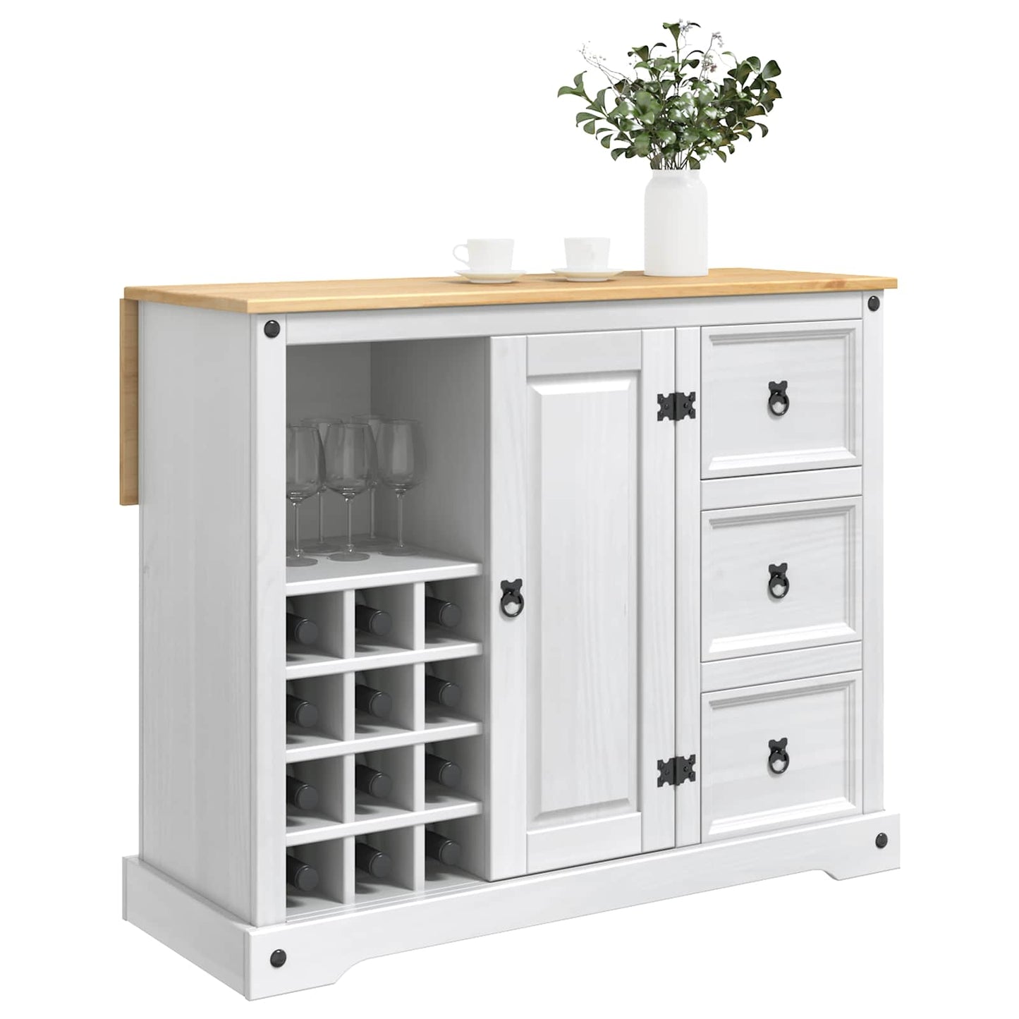 Kitchen Storage White and Honey Wax 112 x 70 x 91.5 cm
