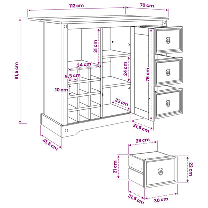Kitchen Storage White and Honey Wax 112 x 70 x 91.5 cm