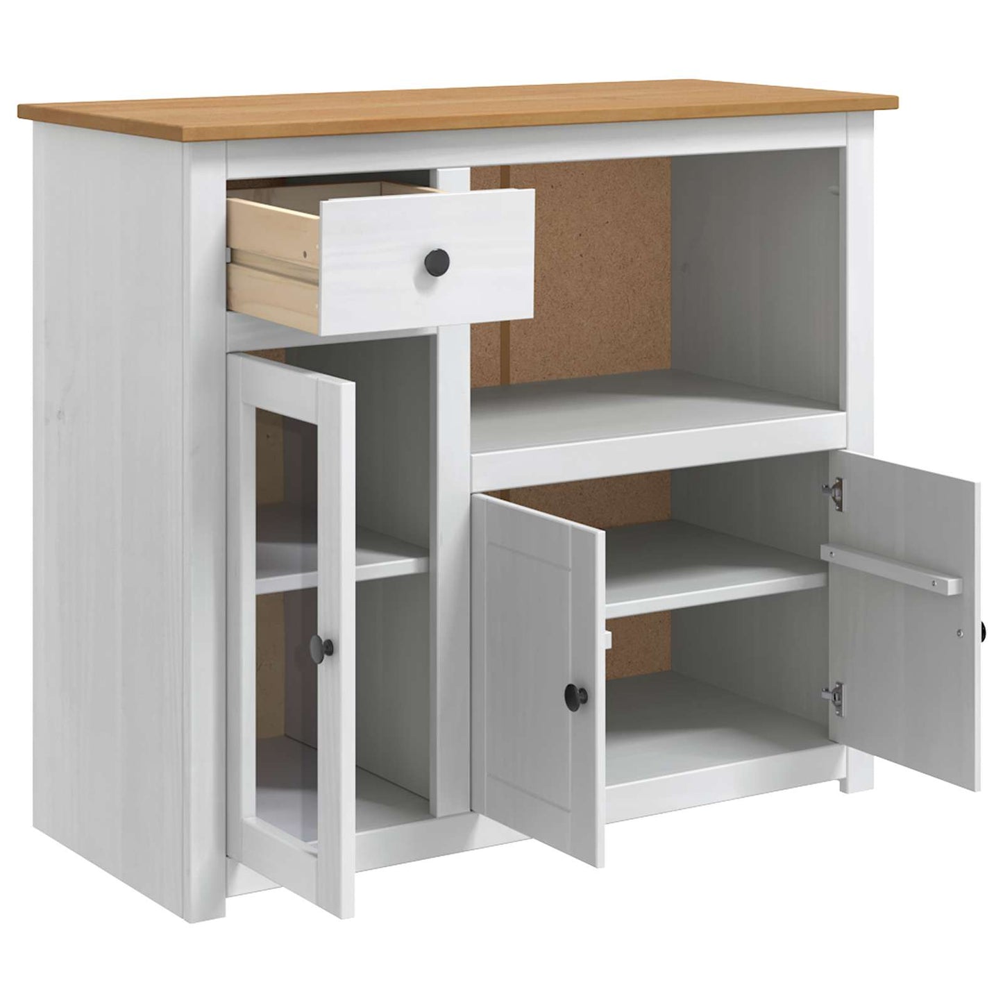 Microwave Sideboard PANAMA White and Honey Wax Solid-Pine