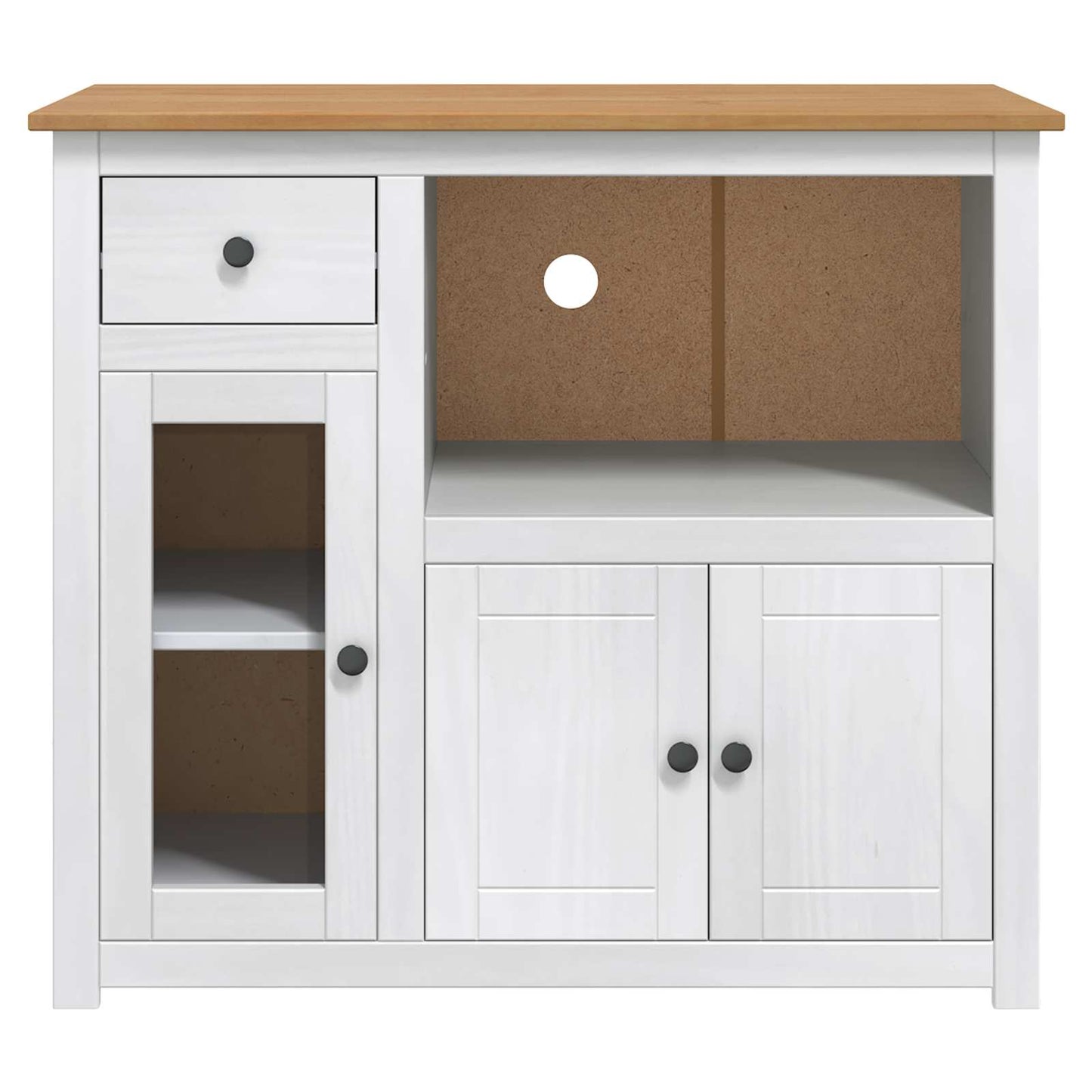 Microwave Sideboard PANAMA White and Honey Wax Solid-Pine