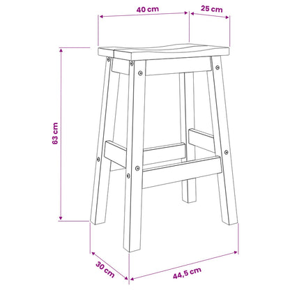 Bar Stool 2 pcs Honey Wax 44 x 30 x 63 cm Solid-Pine