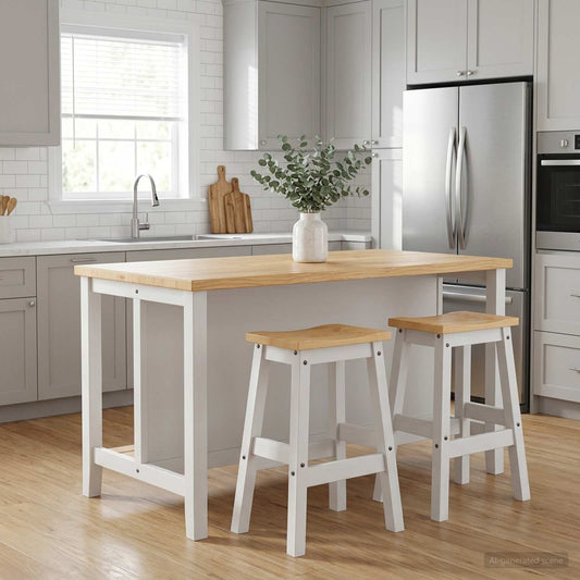 Bar Stool 2 pcs White and Honey Wax 44 x 30 x 63 cm Solid-Pine
