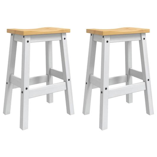 Bar Stool 2 pcs White and Honey Wax 44 x 30 x 63 cm Solid-Pine