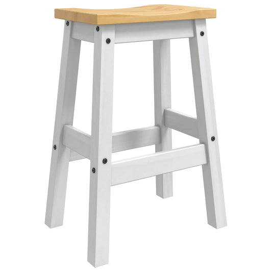 Bar Stool 2 pcs White and Honey Wax 44 x 30 x 63 cm Solid-Pine