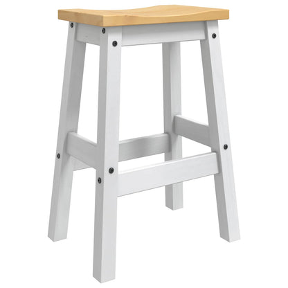 Bar Stool 2 pcs White and Honey Wax 44 x 30 x 63 cm Solid-Pine