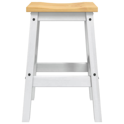 Bar Stool 2 pcs White and Honey Wax 44 x 30 x 63 cm Solid-Pine