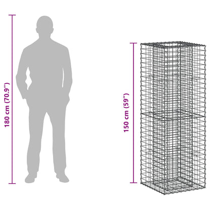 Gabion Raised Bed 50 x 50 x 150 cm Galvanised Steel Silver